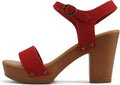 Soda CHIVAS Women's Bold Buckles Studded Wedge Sandal - Trendy Comfort