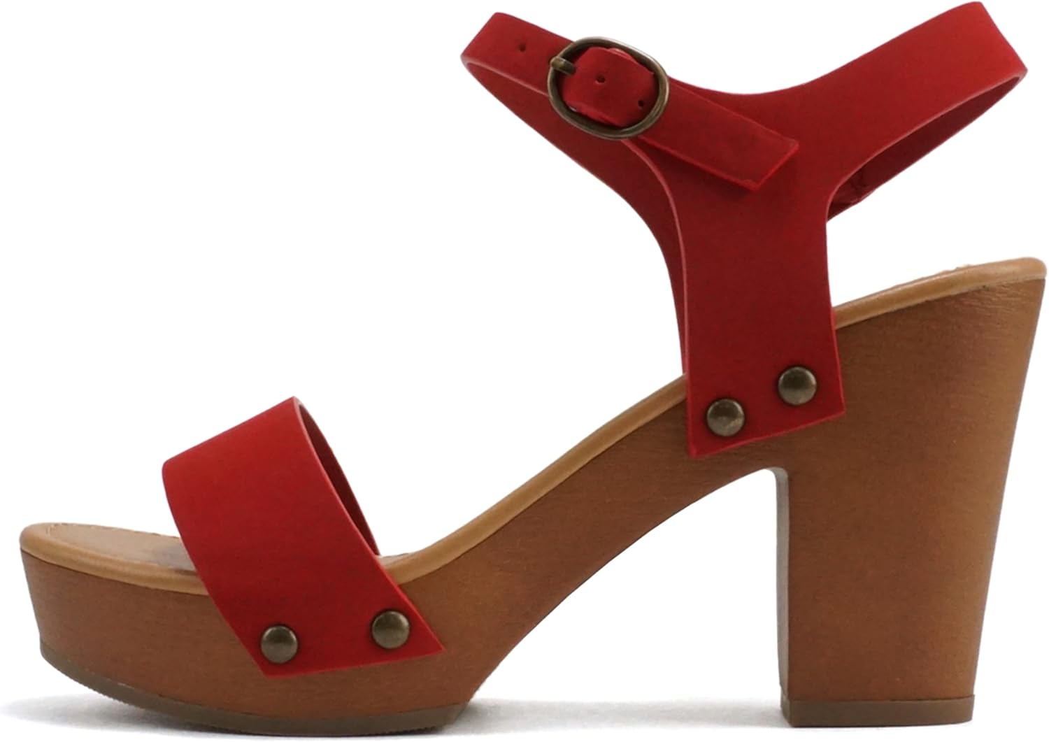 Soda Women's Bold Buckles Studded Wedge Sandal for Style