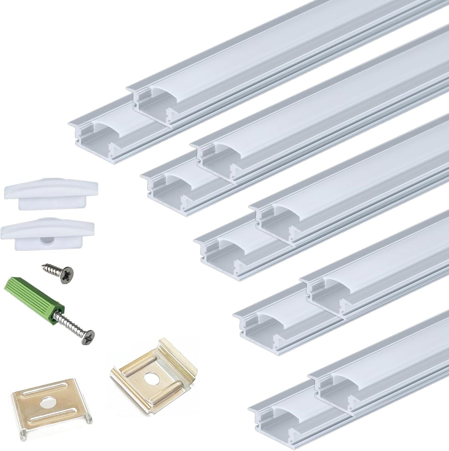 Recessed LED Strip Channel Diffuser 10-Pack for Low Profile Lighting