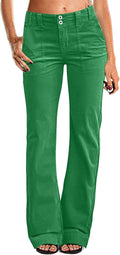 Wide Leg Corduroy Pants for Women Mid Rise Flare - Comfortable Fit