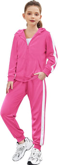 Girls 2 Piece Tracksuit with Side Stripe - Cozy Jogger Set