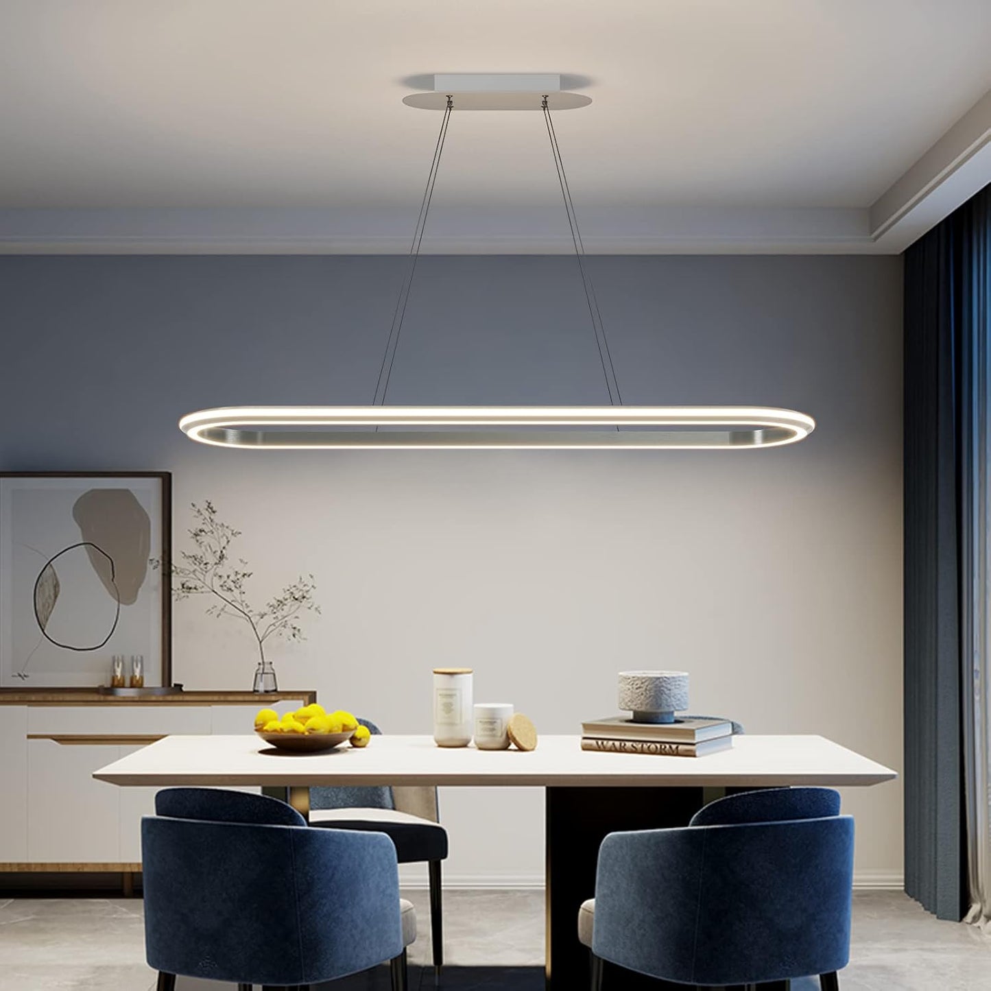Dimmable Linear Pendant Light Fixture for Modern Dining Rooms