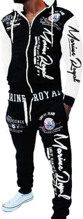 Men's Hooded Full-Zip Tracksuit Set - Soft Breathable Polyester Blend