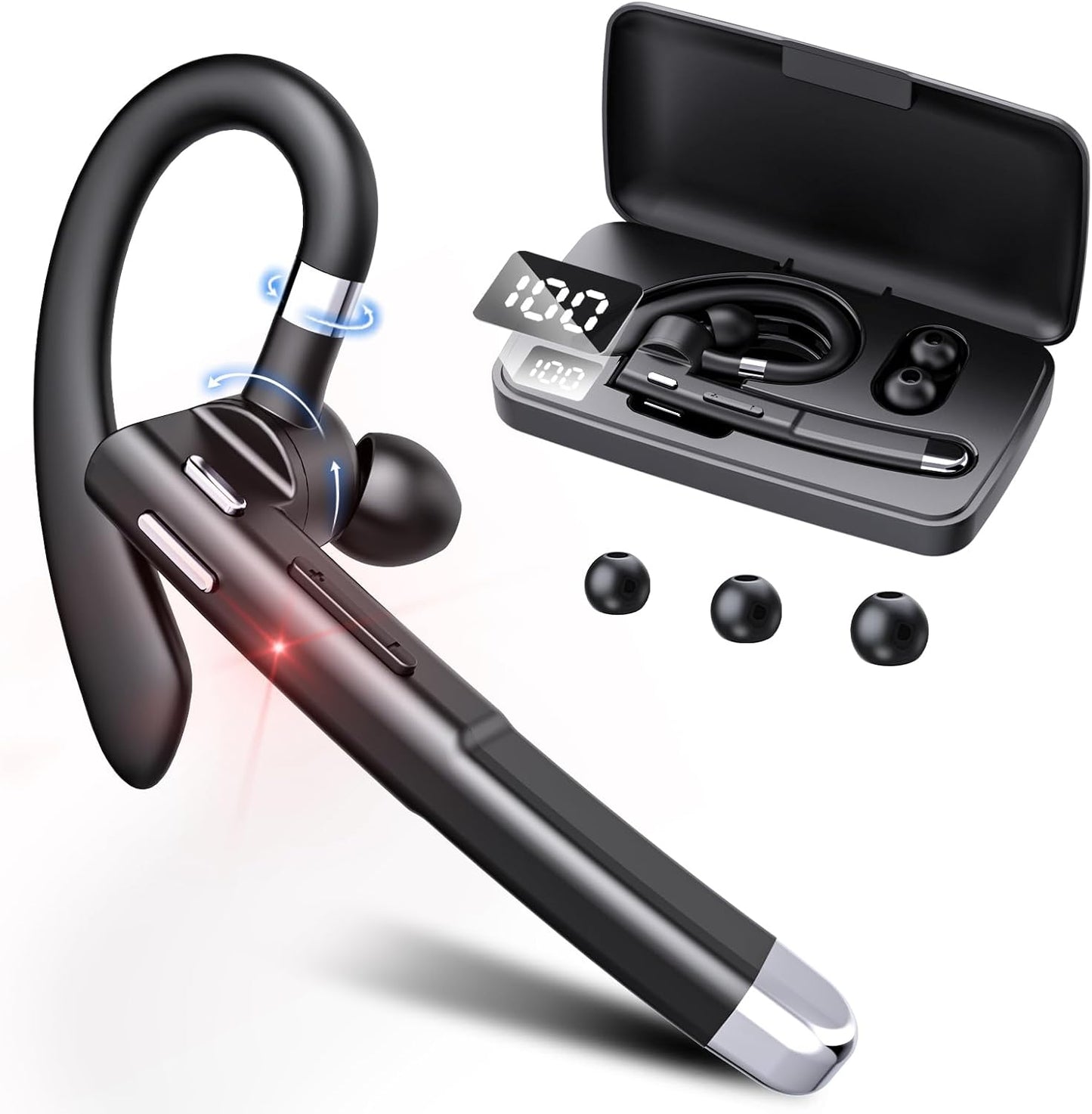 EUQQ Wireless Bluetooth Earpiece - 120H Playback, Hands-Free Mic, Office-Ready