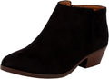 SODA Women's Round Toe Faux Suede Stacked Heel Ankle Bootie - Everyday