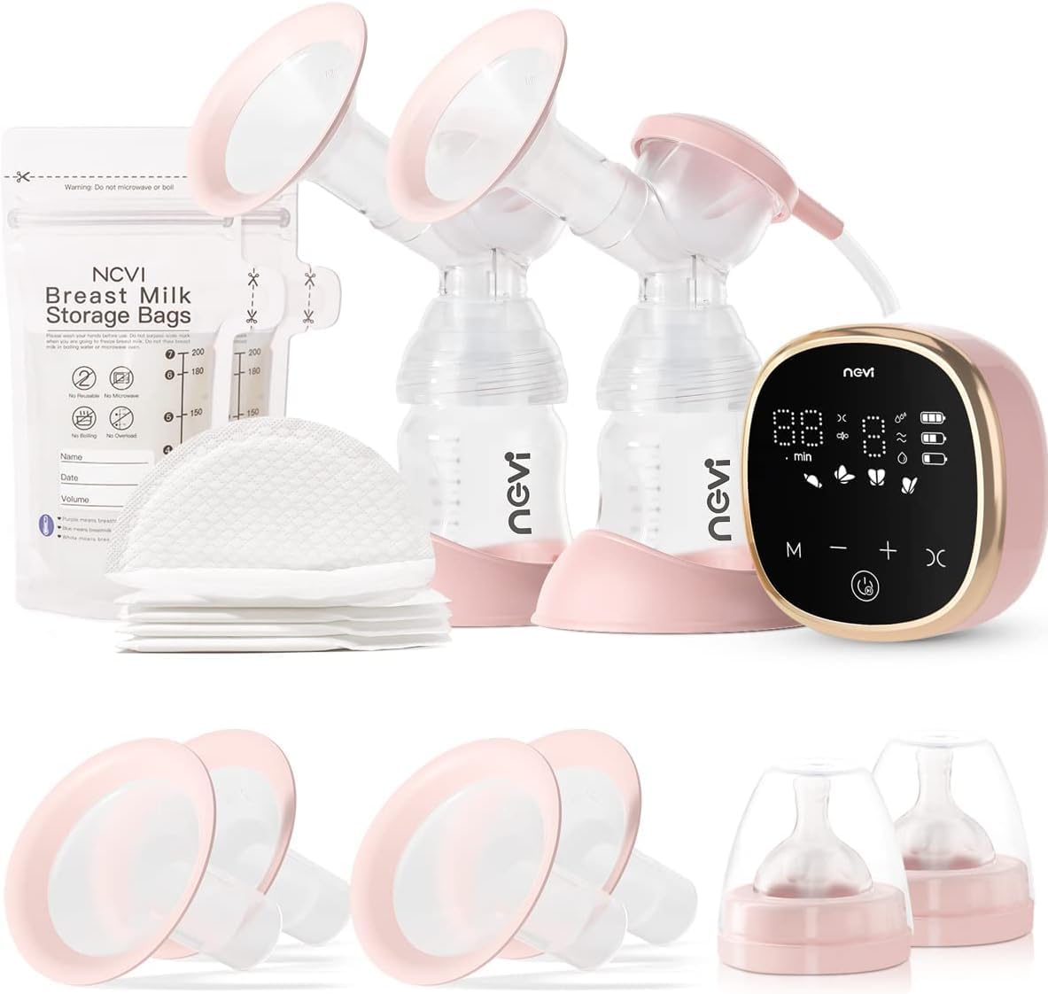 NCVI Electric Breast Pump 8782: Portable Double Pump with Modes