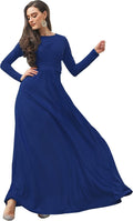 Cobalt Long Sleeve Flowy Empire Waist Maxi Dress for Women