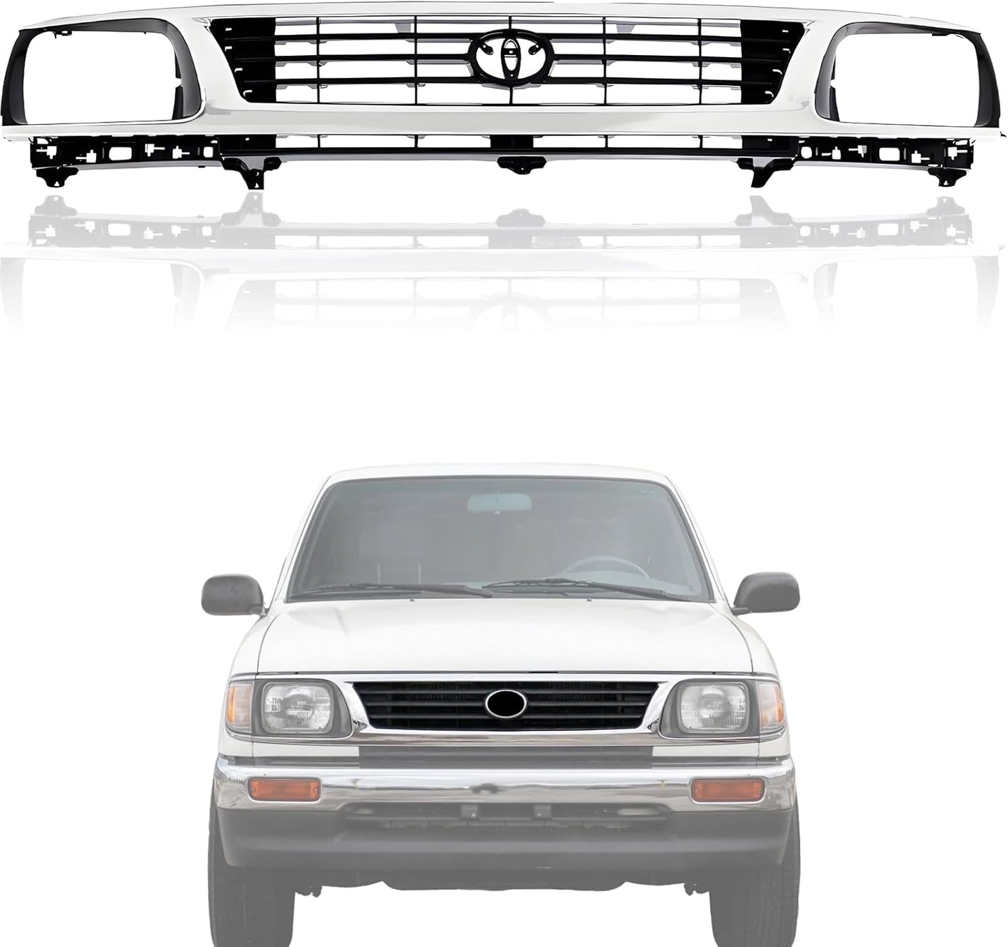 Front Grille Grill for 1995-1996 Toyota Tacoma - Chrome Finish