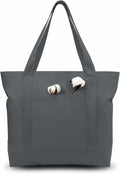 6-Pack Canvas Tote Bags 21in x 15in Grey - Reusable Zippered
