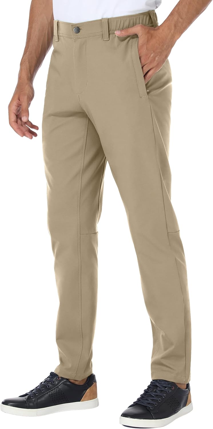 PULI Golf Pants Men Stretch Slim Fit Waterproof Tapered Design