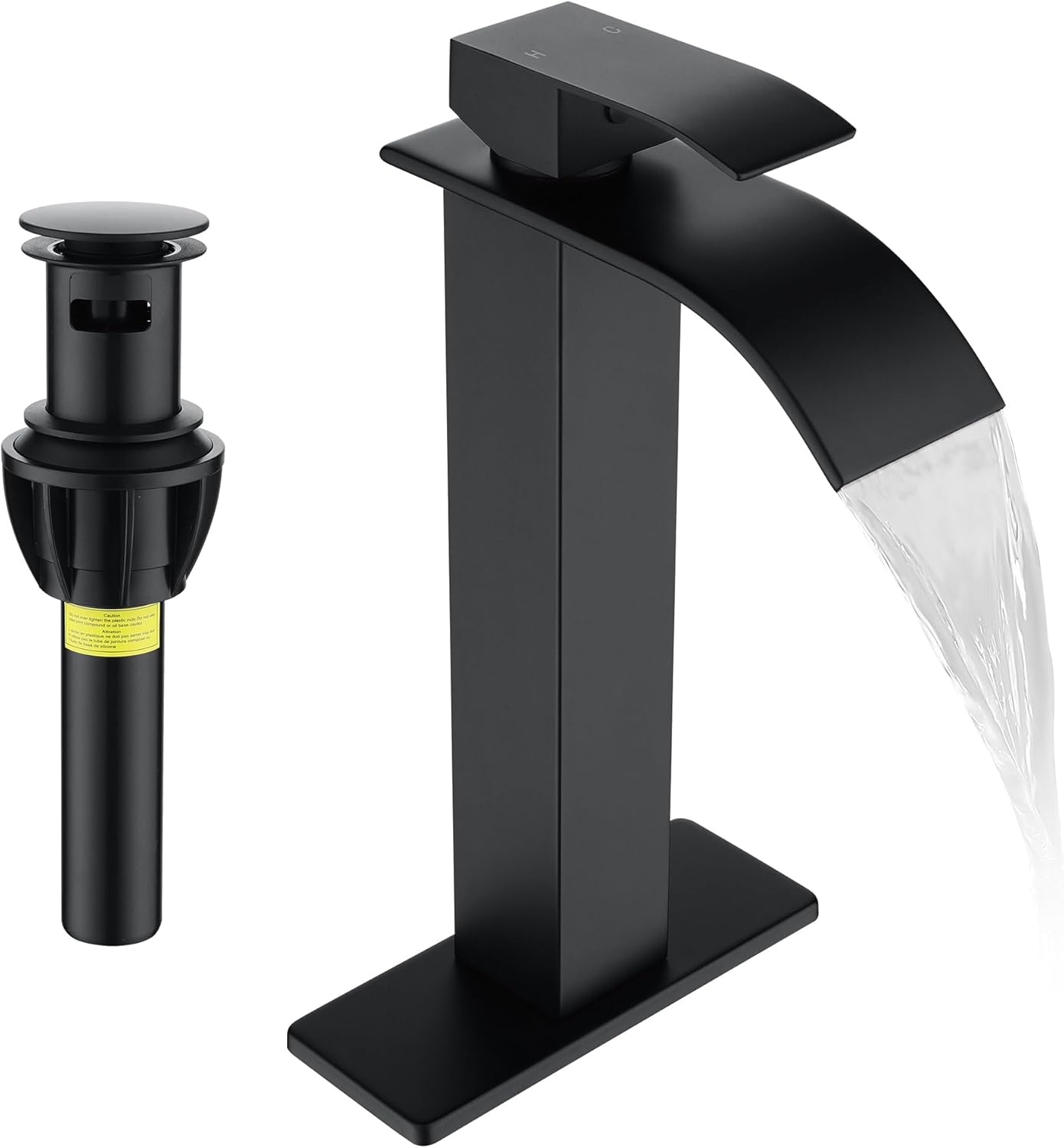 Fransiton Tall Vessel Sink Faucet Matte Black Waterfall Design