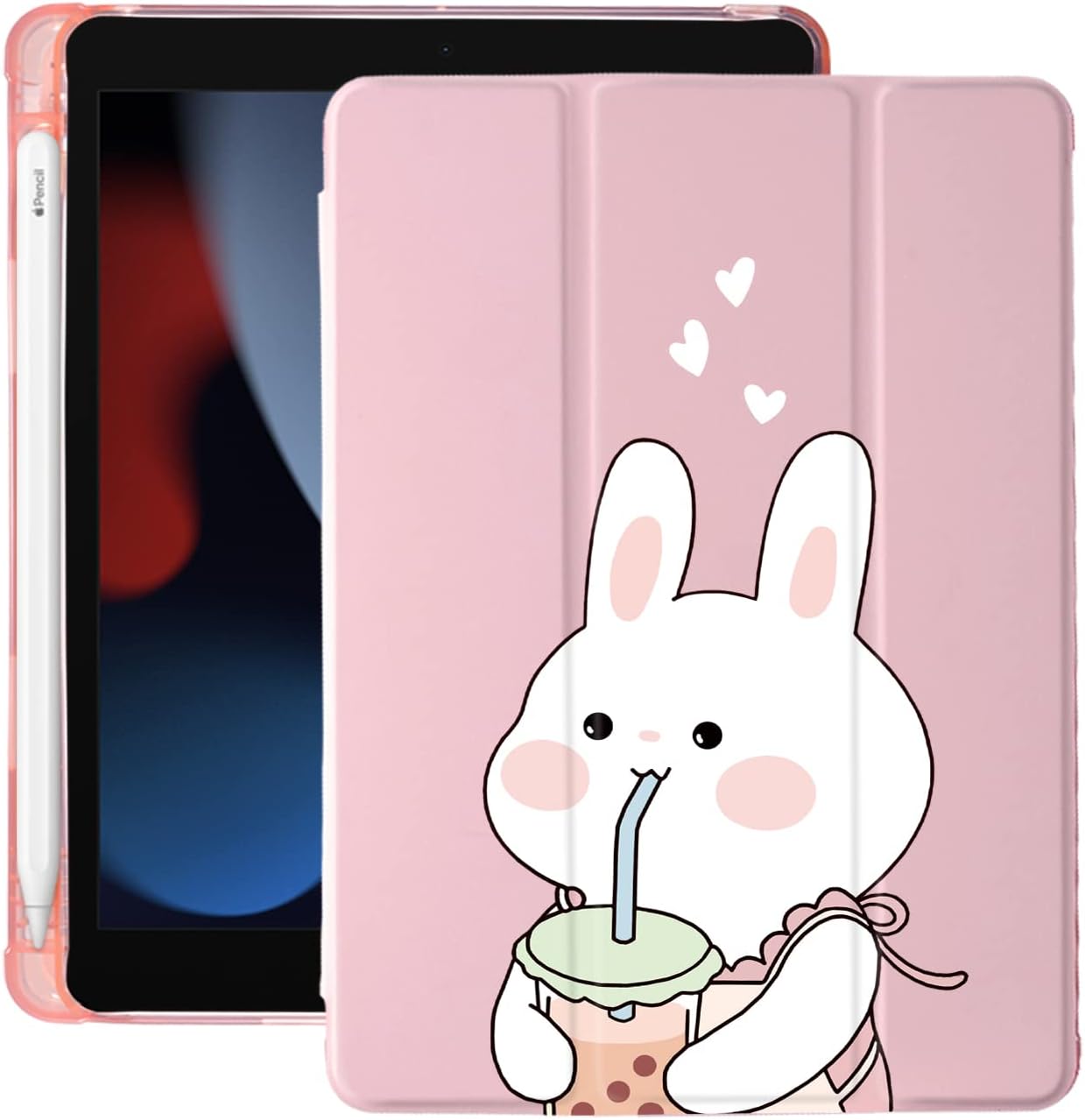 Cute Kawaii Bunny iPad 5th/6th Generation Case with Pencil Holder