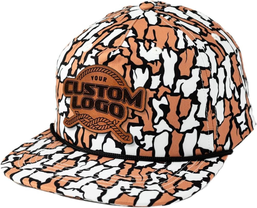 Custom Leather Patch 5 Panel Rope Hat for Business Logo