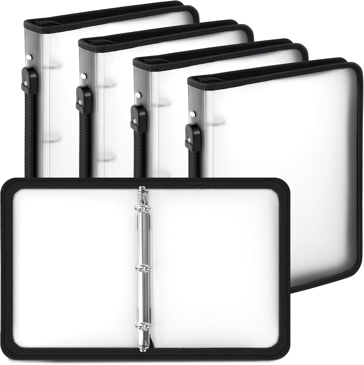 Teling 4 Pcs 2 Inch Clear Zipper Binder for School and Work