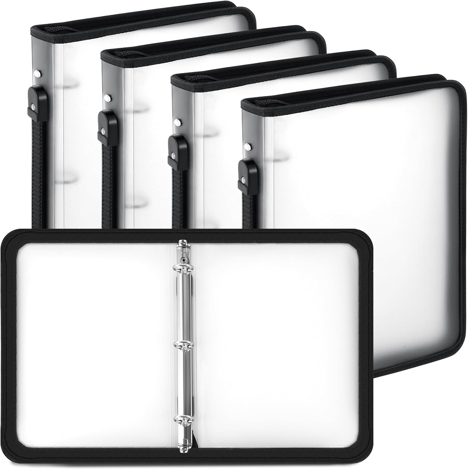 Teling 4 Pcs 2 Inch Clear Zipper Binder for School and Work