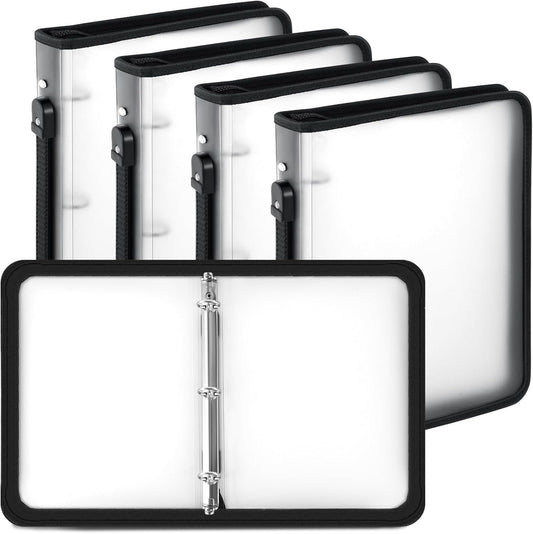 Teling 4 Pcs 2 Inch Clear Zipper Binder for School and Work