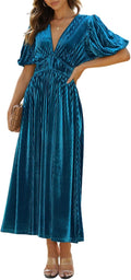 Women's Velvet Maxi Dress for Wedding Guests - Luxe Winter Look