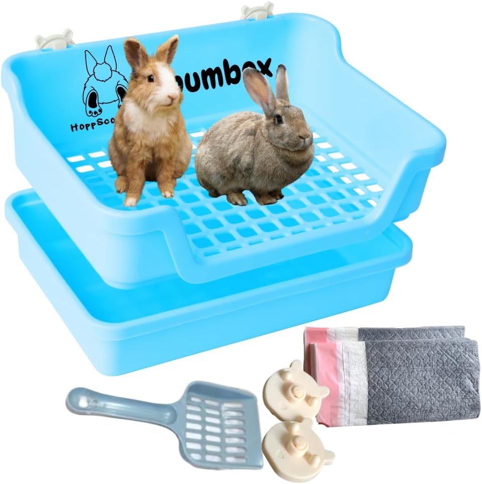 Bumbox Large Rabbit Litter Box for Small Animals, Blue