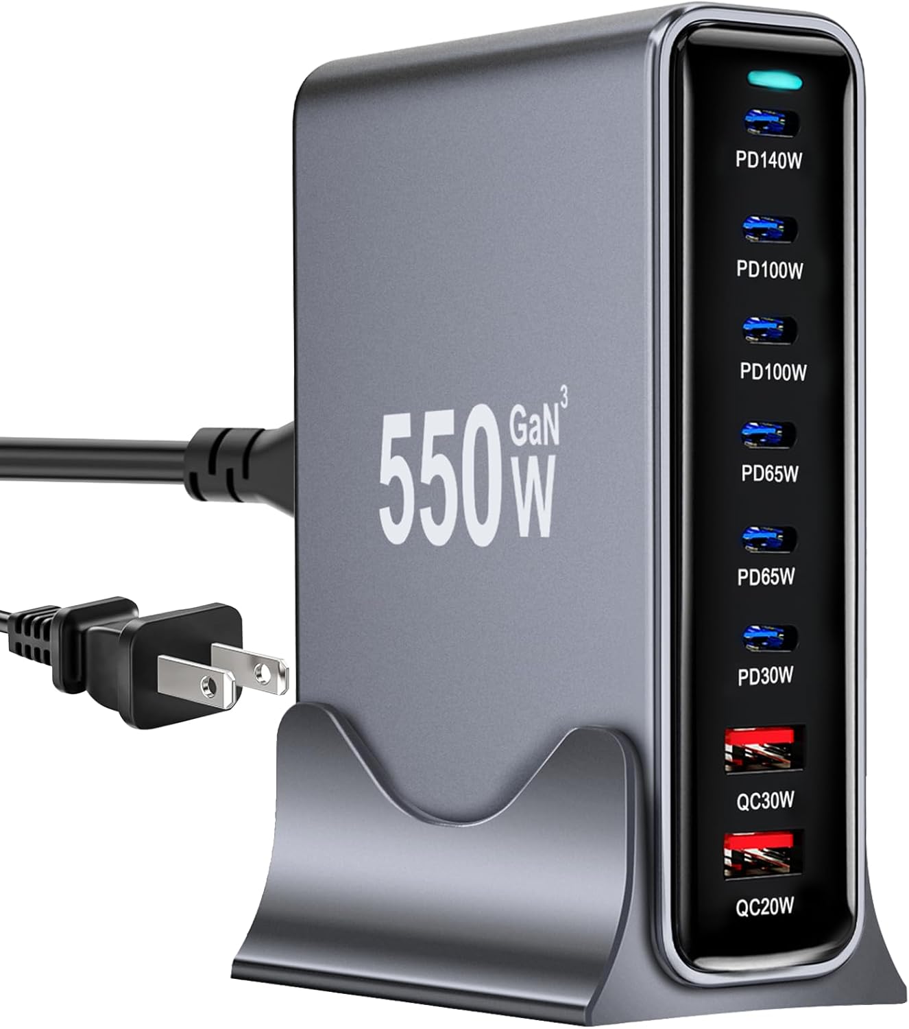 550W USB C Fast Charger Block for Multiple Devices - 8 Ports