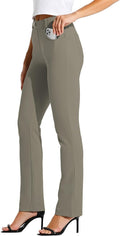 Women's Yoga Dress Pants Straight Leg with 4 Pockets - Stretchy Work