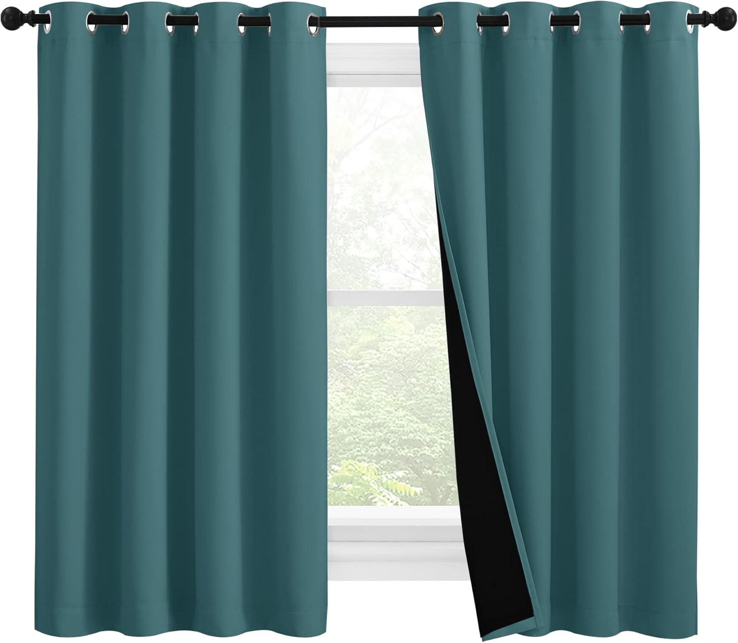 NICETOWN 100% Blackout Curtains for Small Windows, Sea Teal