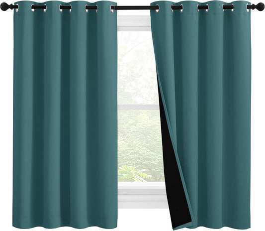 NICETOWN 100% Blackout Curtains for Small Windows, Sea Teal