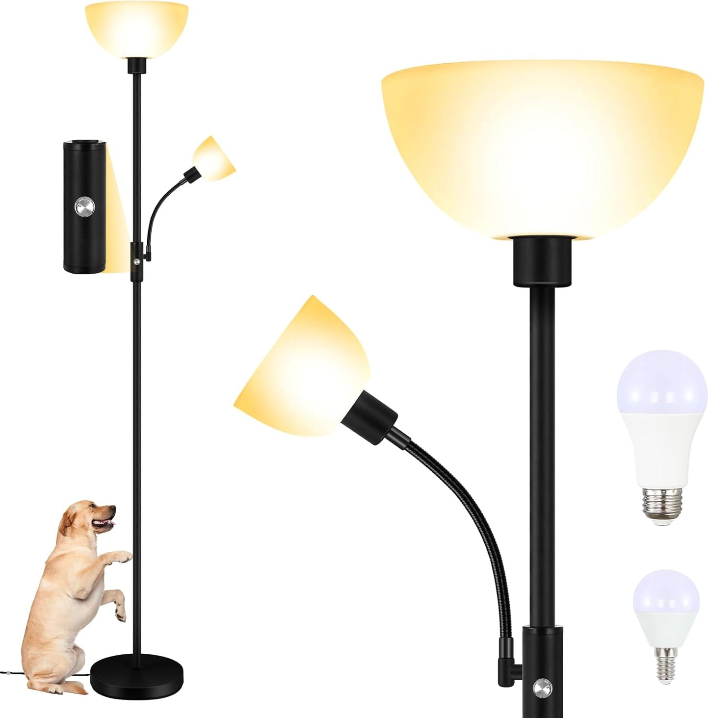 Bright Floor Lamps for Living Room with Adjustable Reading Light