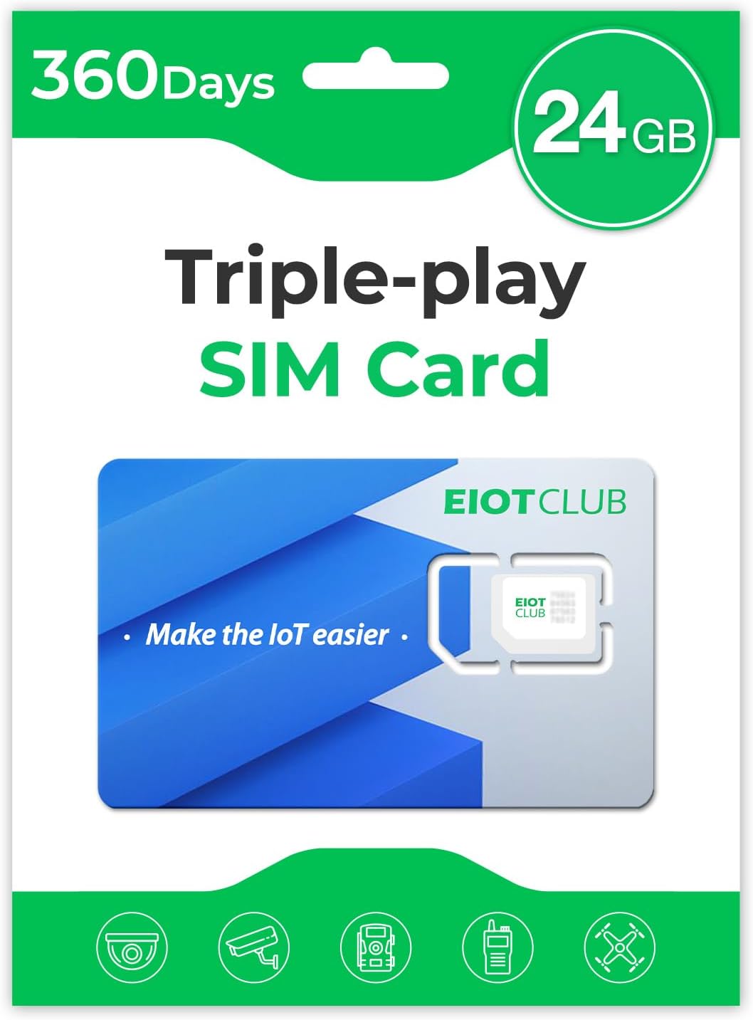 EIOTCLUB Data SIM Card for IoT Devices - 360 Days of Service