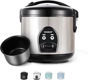 Moosum Rice Cooker Maker 10-Cup with Steamer and Ceramic Coating