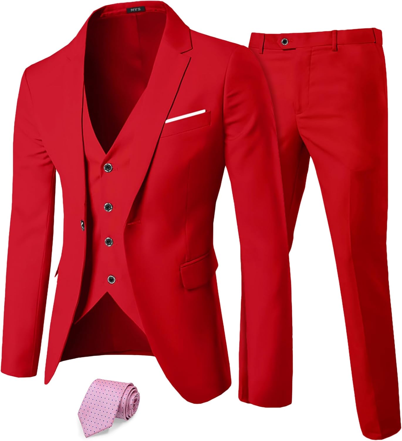 MY'S Men's 3 Piece Suit Set for Weddings, Parties, and Business