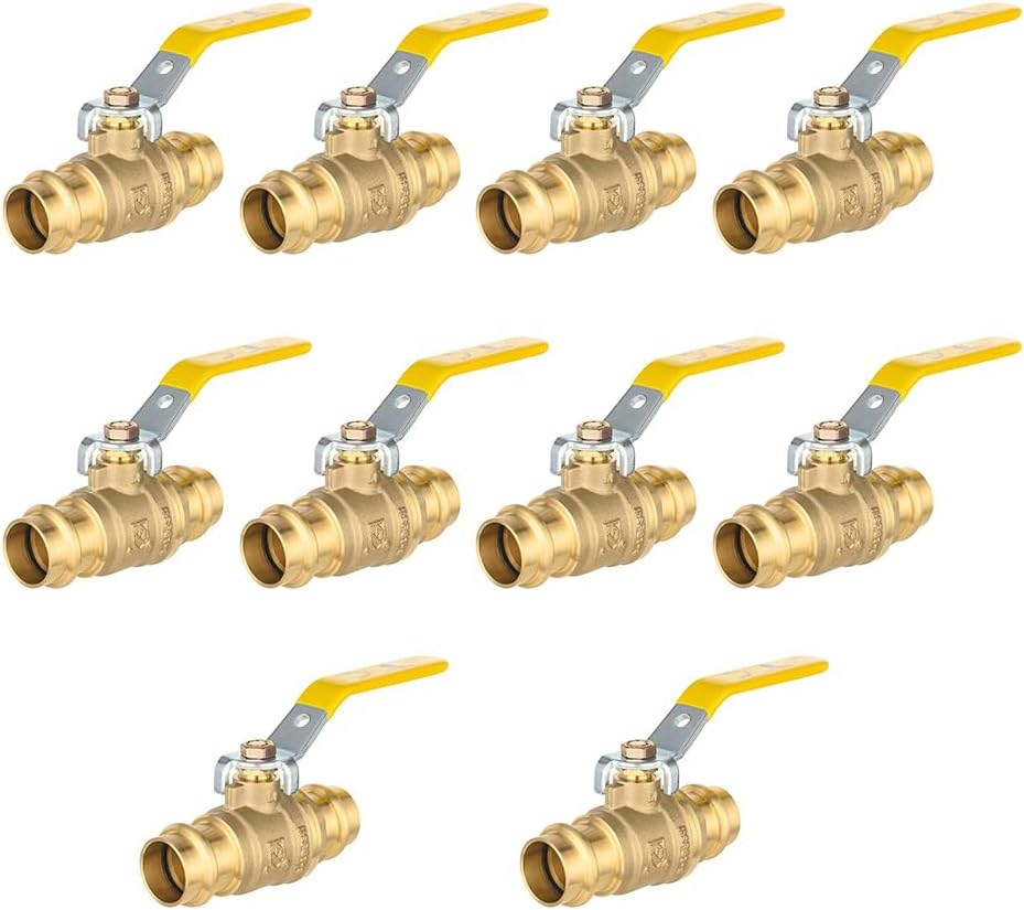Pack of 10 1-inch Press Ball Valves for Copper Tubing Connection