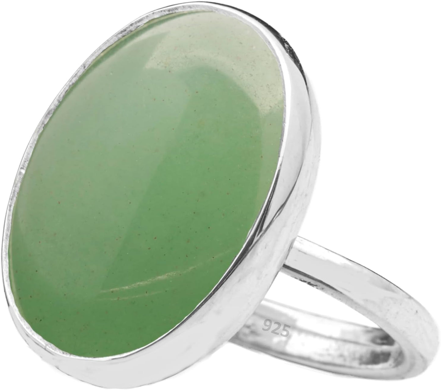 Natural Green Aventurine Crystal Ring in Sterling Silver