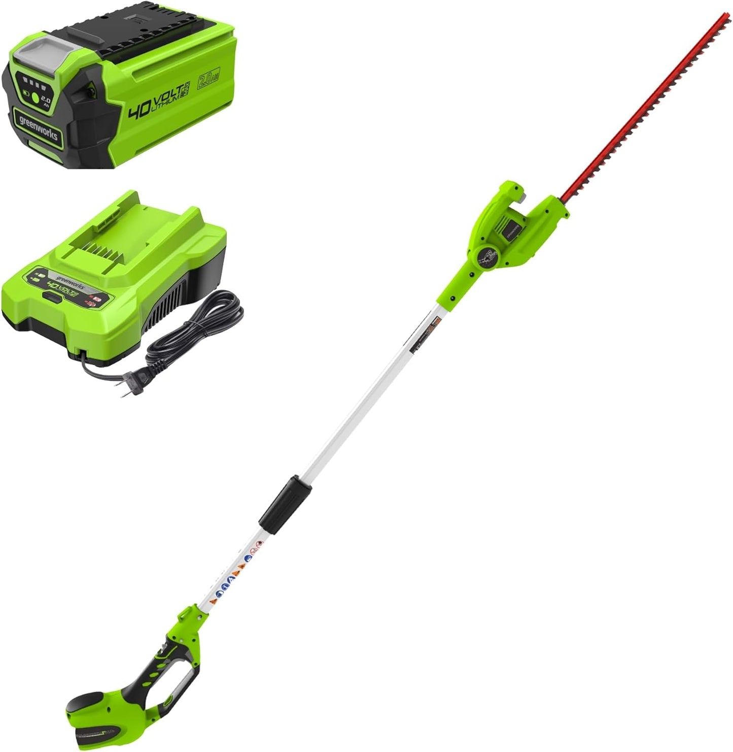 Greenworks 40V Cordless Pole Hedge Trimmer for Easy Trimming