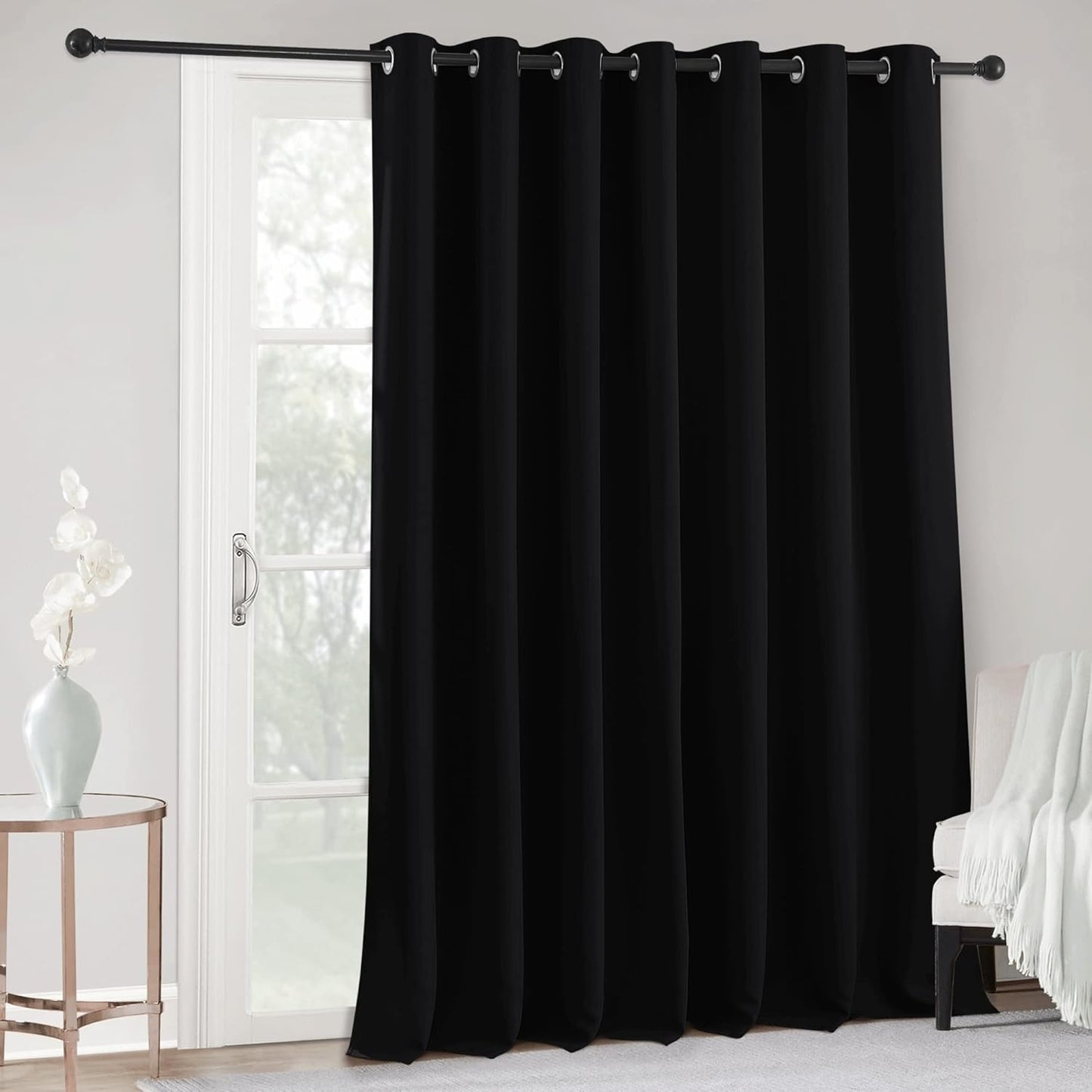 RYB HOME Black Curtains for Bedroom - Blackout Privacy Shades