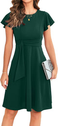 OWIN Womens 2025 Ruffle Sleeve Flared A-Line Cocktail Dress