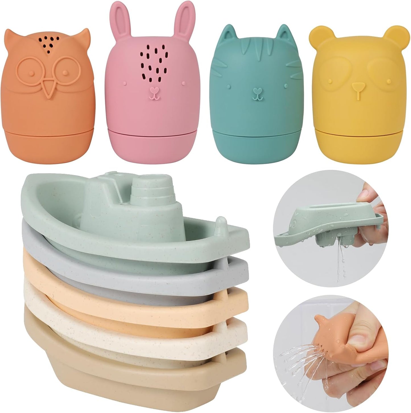 Silicone Mold-Free Bath Boats Set for Happy Bath Time