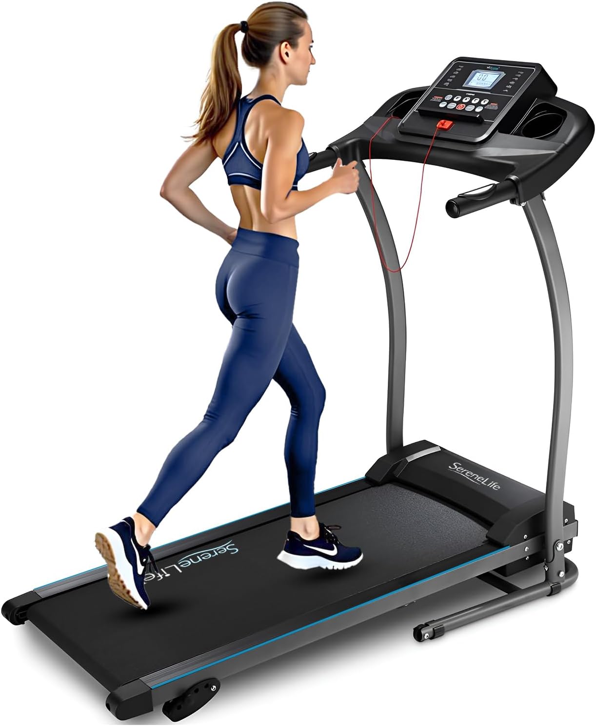 SereneLife Electric Folding Treadmill for Compact Home Workouts