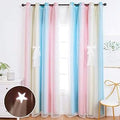 Star Blackout Curtains for Kids Room - Double Layer Starry Cutout