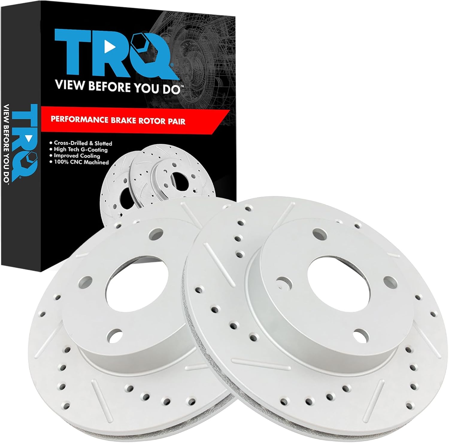 TRQ Front Performance Brake Rotors Set for Mazda Miata 1990-1993