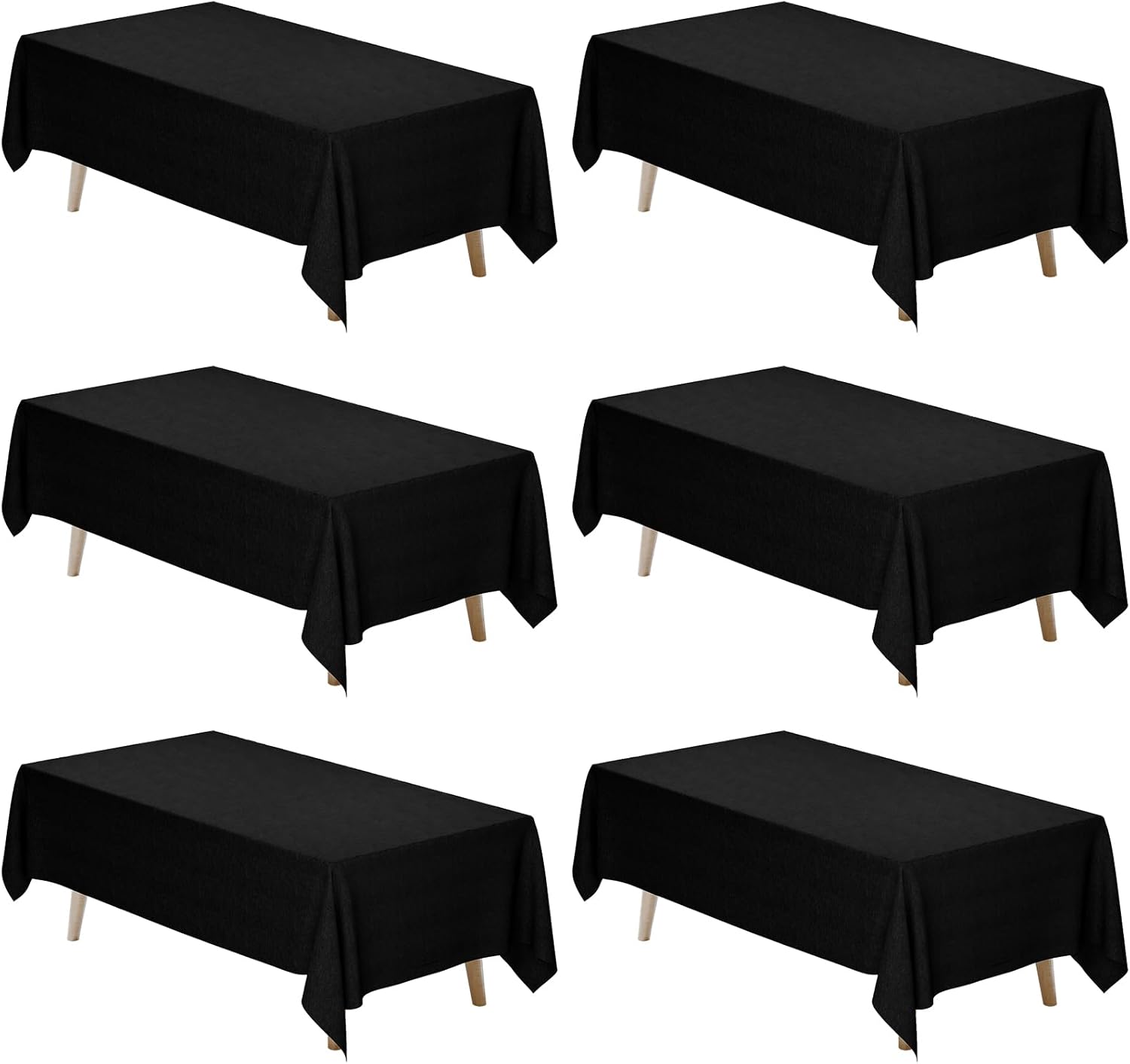 High-Quality Black Table Cloths for Rectangle Tables - 6 Pack