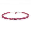 Natural Ruby Gemstones Bracelet - Faceted Roundelle 925 Silver