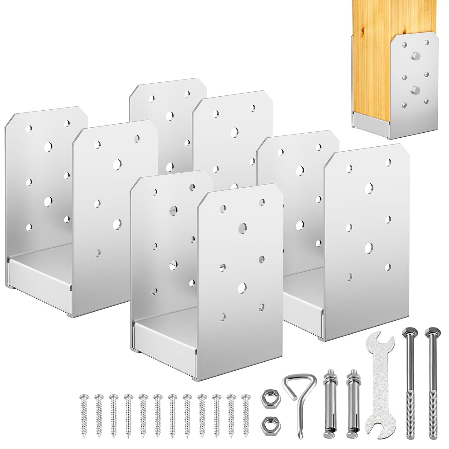 4x4 Post Base Adjustable Stainless Steel Anchor Bracket 4Pcs