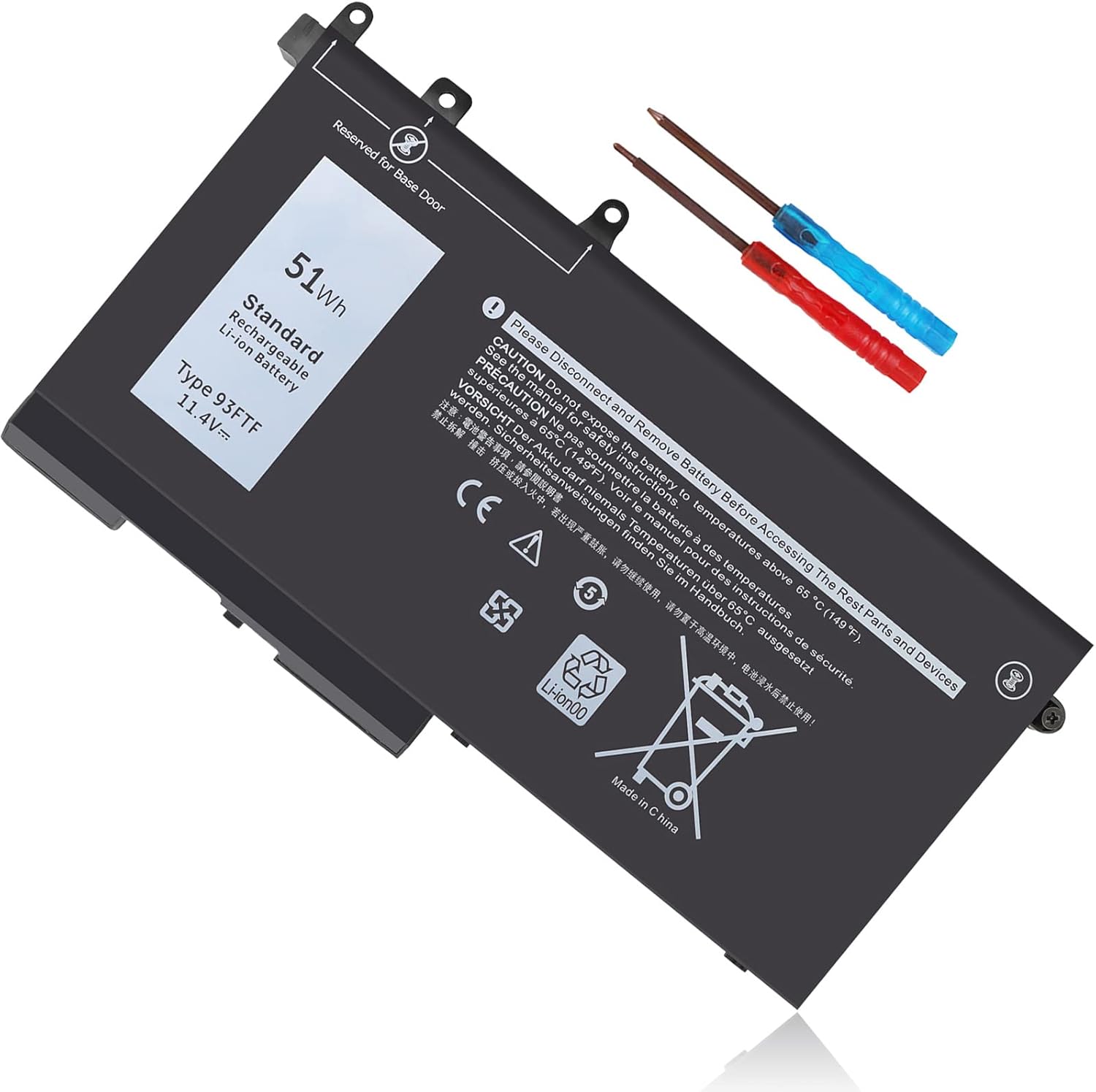 51Wh Type 93FTF Battery for Dell Latitude and Precision Laptops