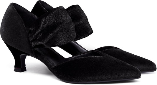 Coutgo Womens Low Kitten Heel Dress Shoes for Elegant Style