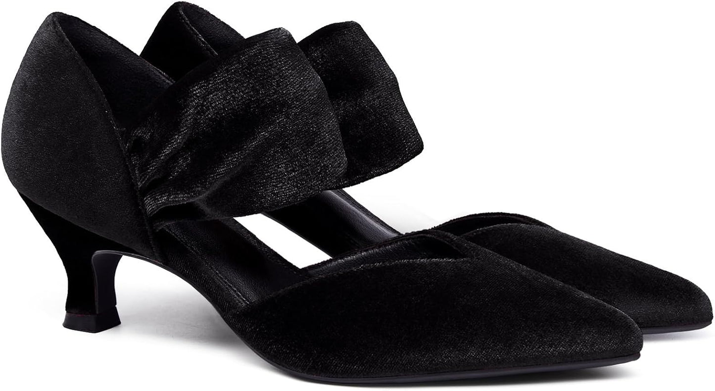 Coutgo Womens Low Kitten Heel Dress Shoes for Elegant Style