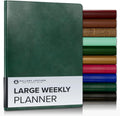 Large Weekly Monthly Planner 2025-2026 - Acadia Green Leather