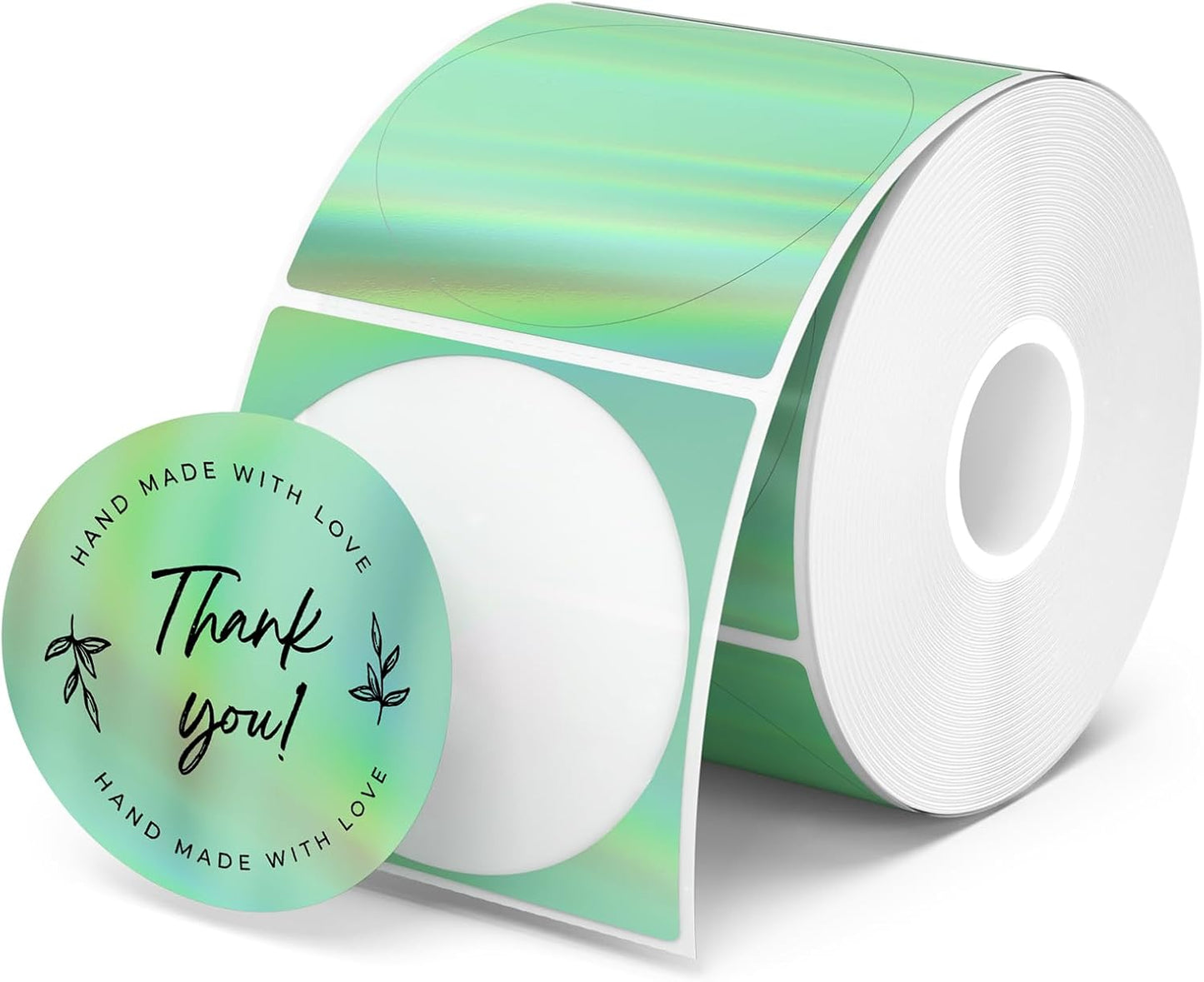 MUNBYN 2in Circle Holographic Thermal Label Stickers for Gifts