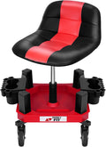 Rolling Shop Stool with Wheels and Back - Mobile Garage Mechanic Seat