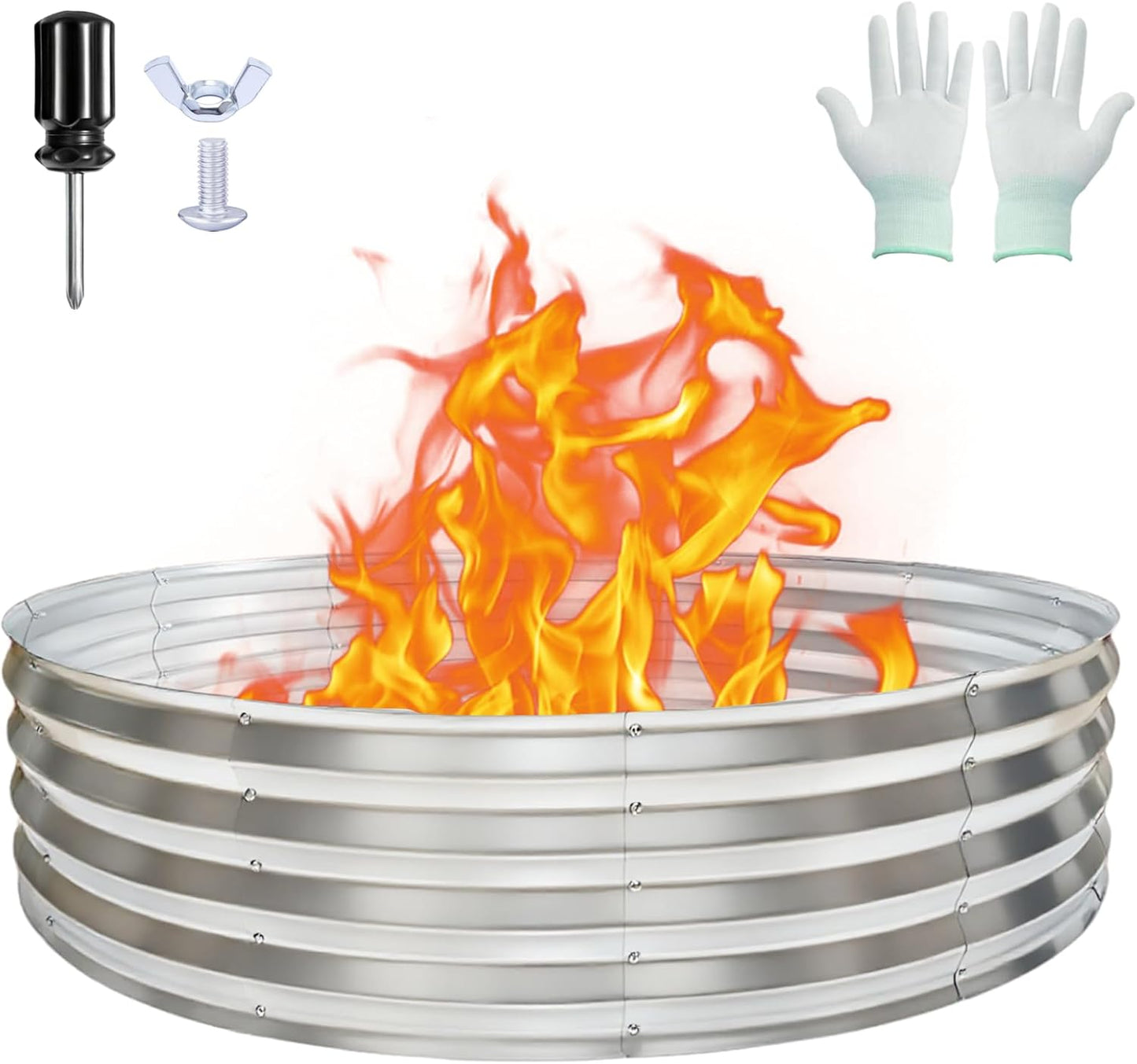 60 Inch Large Round Fire Pit Ring for Backyard & Camping Fun