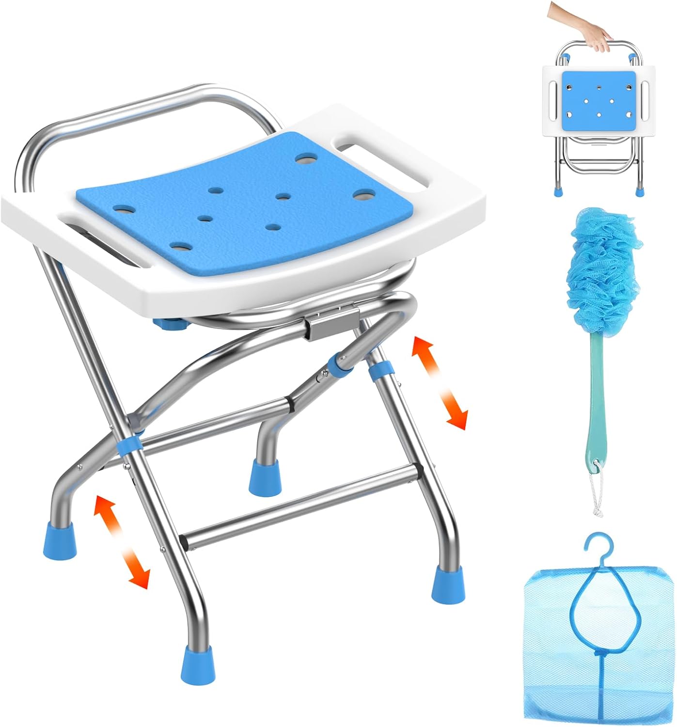 Adjustable Stainless Steel Shower Chair - Safety & Portability!